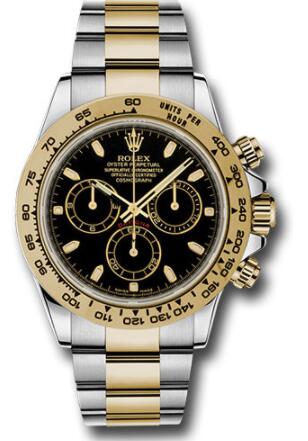 Replica Rolex Yellow Rolesor Cosmograph Daytona 40 Watch 116503 Black Index Dial